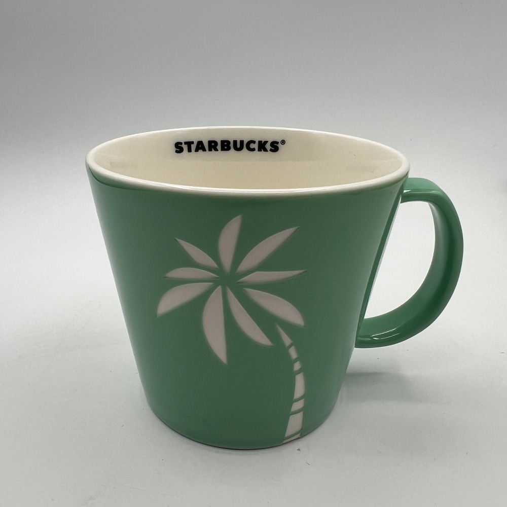 Starbucks Mug 2016 Green Palm Tree 12 oz Coffee Cup EMEA Netherlands Rare